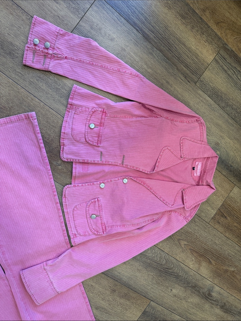 Bleus Pink Corduroy Two-Piece Jacket and Pants Set Size M - Picture 2 of 14
